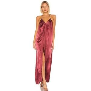 House Of Harlow x Revolve Brynn Currant Hammered Satin Maxi Dress M